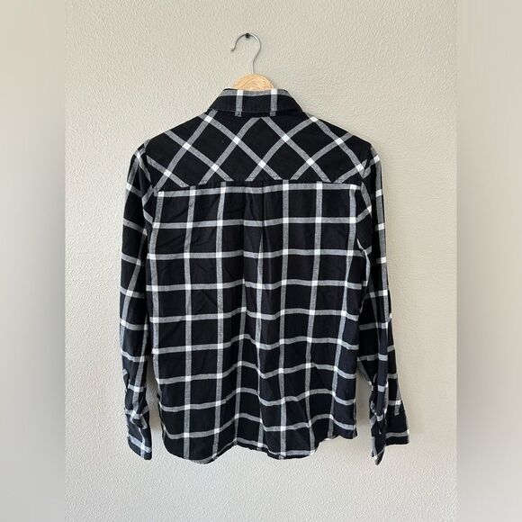 J Crew Flannel Plaid Black White Button Down Long Sleeve Shirt Size S - Picture 7 of 7